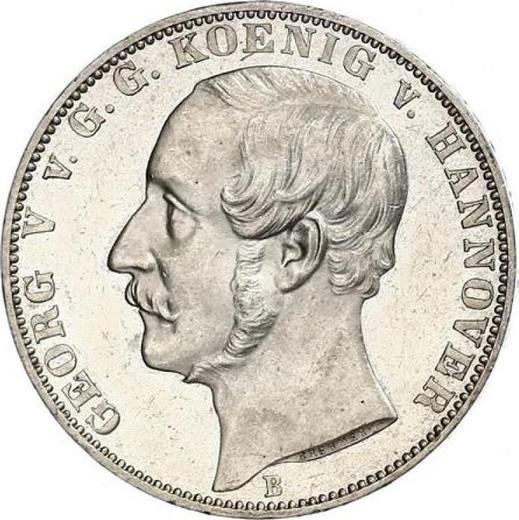Аверс монеты - Талер 1861 года B - цена серебряной монеты - Ганновер, Георг V