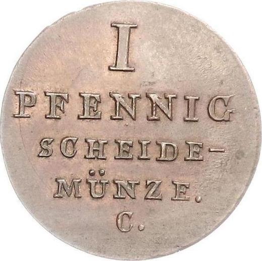 Реверс монеты - 1 пфенниг 1827 года C - цена  монеты - Ганновер, Георг IV