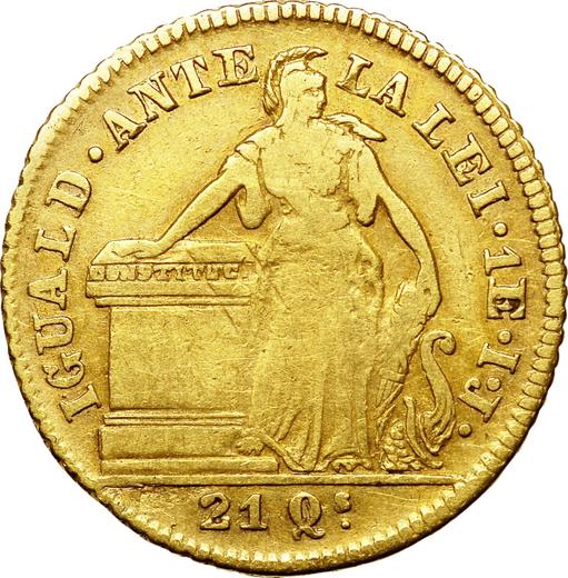 Revers 1 Escudo 1839 So IJ - Goldmünze Wert - Chile, Republik