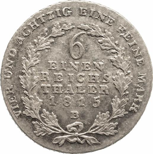 Reverso 1/6 tálero 1815 B - valor de la moneda de plata - Prusia, Federico Guillermo III