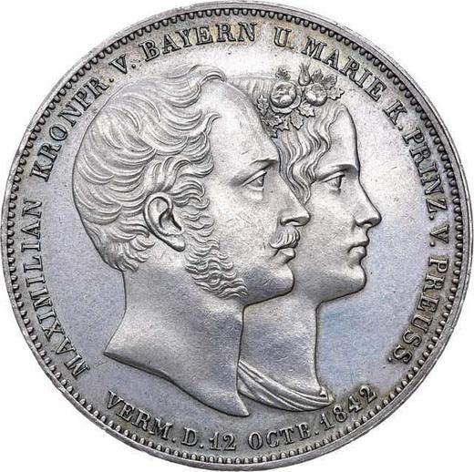 Реверс монеты - 2 талера 1842 года "Свадьба" - цена серебряной монеты - Бавария, Людвиг I