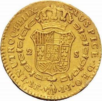 Reverse 2 Escudos 1802 IJ - Peru, Charles IV