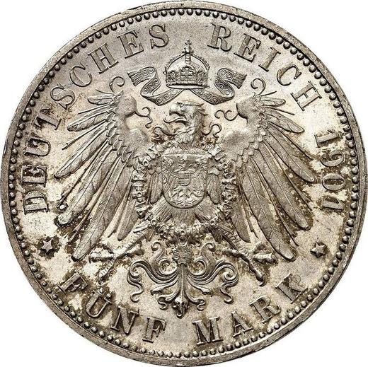 Reverso 5 marcos 1901 F "Würtenberg" - valor de la moneda de plata - Alemania, Imperio alemán