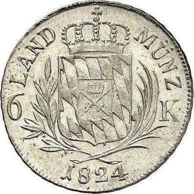 Rewers monety - 6 krajcarów 1824 - cena srebrnej monety - Bawaria, Maksymilian I