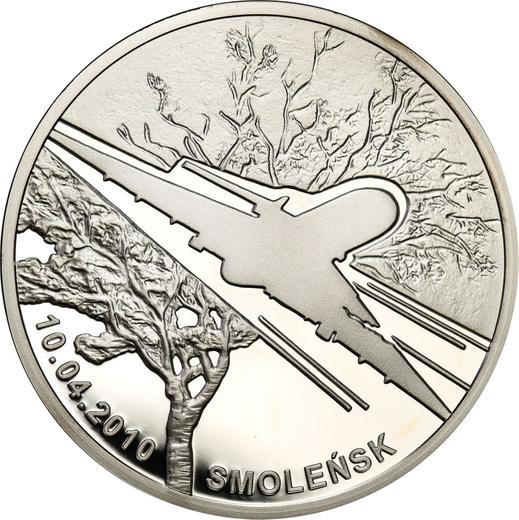 Reverso 20 eslotis 2011 MW "En memoria de las víctimas de la catástrofe aérea de Smolensk" - valor de la moneda de plata - Polonia, República moderna