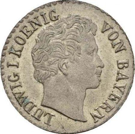 Awers monety - 1 krajcar 1832 - cena srebrnej monety - Bawaria, Ludwik I