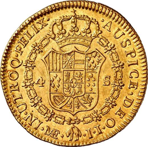Reverso 4 escudos 1789 IJ - valor de la moneda de oro - Perú, Carlos IV