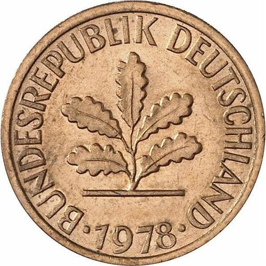 Rewers monety - 1 fenig 1978 G - cena  monety - Niemcy, RFN