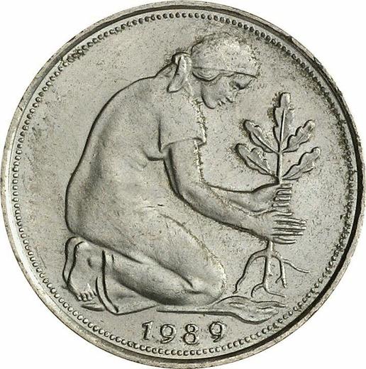 Reverso 50 Pfennige 1989 J - valor de la moneda  - Alemania, RFA