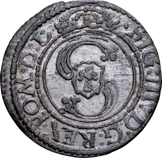 Аверс монеты - Шеляг без года (1587-1632) "Литва" - цена серебряной монеты - Польша, Сигизмунд III Ваза