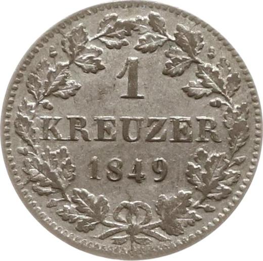 Реверс монеты - 1 крейцер 1849 года - цена серебряной монеты - Вюртемберг, Вильгельм I