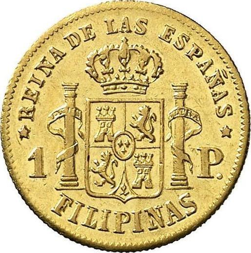 Реверс монеты - 1 песо 1865 года - цена золотой монеты - Филиппины, Изабелла II