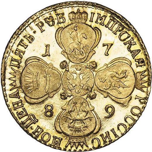 Reverso 5 rublos 1789 СПБ Reacuñación - valor de la moneda de oro - Rusia, Catalina II