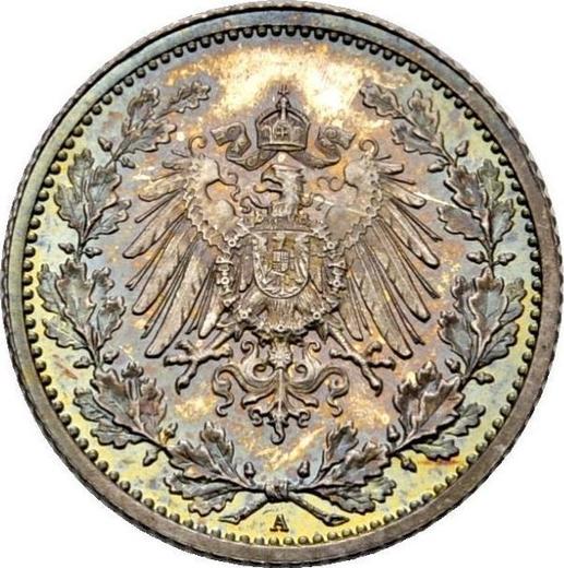 Reverso Medio marco 1914 A "Tipo 1905-1919" - valor de la moneda de plata - Alemania, Imperio alemán