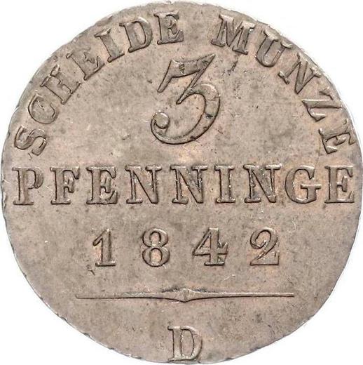 Реверс монеты - 3 пфеннига 1842 года D - цена  монеты - Пруссия, Фридрих Вильгельм IV