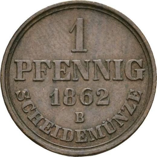 Реверс монеты - 1 пфенниг 1862 года B - цена  монеты - Ганновер, Георг V