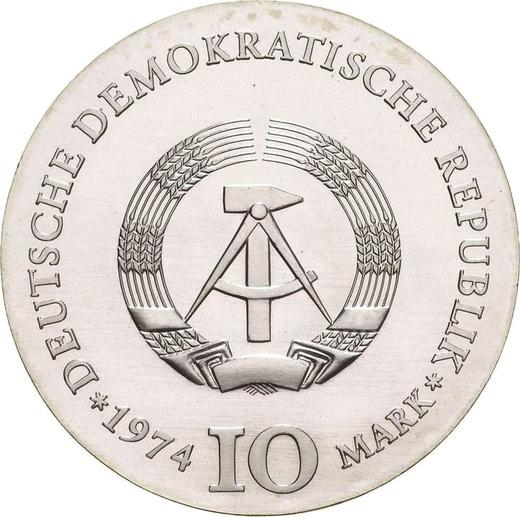 Reverso 10 marcos 1974 "Caspar David Friedrich" - valor de la moneda de plata - Alemania, República Democrática Alemana (RDA)