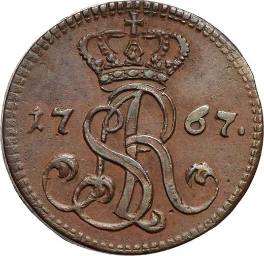 Anverso 1 grosz 1767 g g - letra minúscula - valor de la moneda  - Polonia, Estanislao II Poniatowski