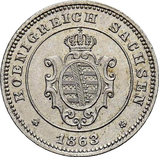 Obverse Neu Groschen 1863 B - Silver Coin Value - Saxony-Albertine, John