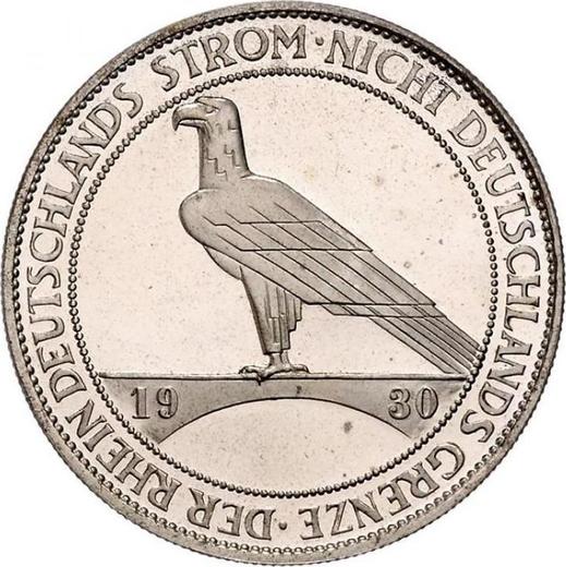 Reverso 5 Reichsmarks 1930 A "Liberación de Renania" - valor de la moneda de plata - Alemania, República de Weimar