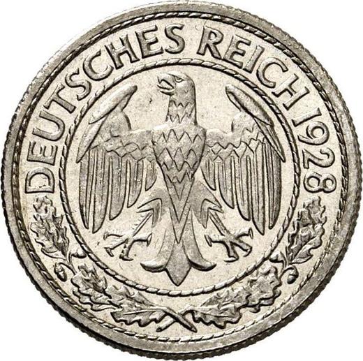 Аверс монеты - 50 рейхспфеннигов 1928 года G - цена  монеты - Германия, Bеймарская республика