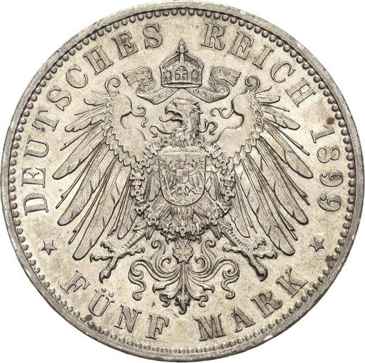 Reverso 5 marcos 1899 D "Bavaria" - valor de la moneda de plata - Alemania, Imperio alemán
