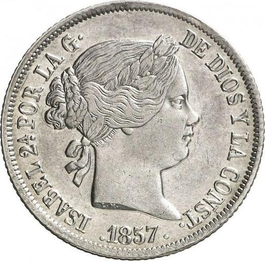 Awers monety - 4 reales 1857 Sześcioramienne gwiazdy - cena srebrnej monety - Hiszpania, Izabela II