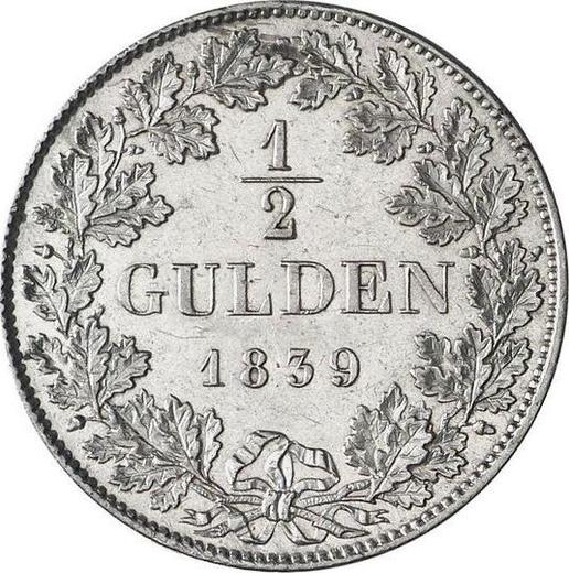 Реверс монеты - 1/2 гульдена 1839 года - цена серебряной монеты - Саксен-Мейнинген, Бернгард II