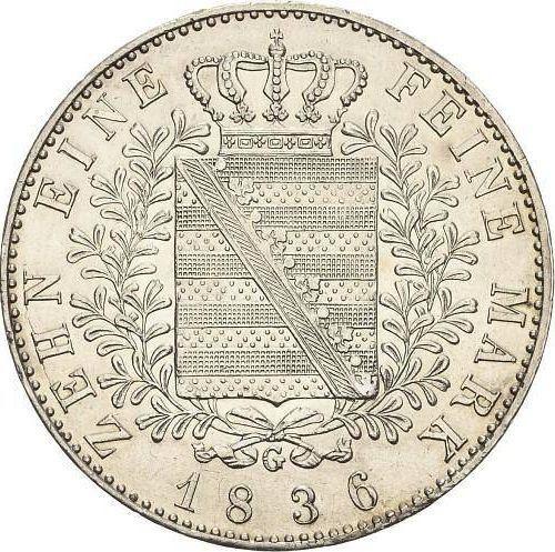 Reverso Tálero 1836 G - valor de la moneda de plata - Sajonia, Federico Augusto II