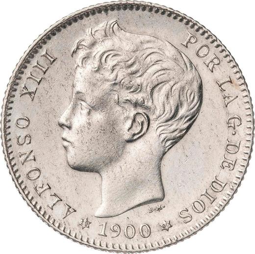 Awers monety - 1 peseta 1900 SMV "Typ 1896-1902" - cena srebrnej monety - Hiszpania, Alfons XIII