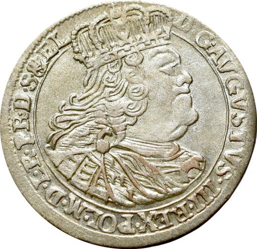 Аверс монеты - Шестак (6 грошей) 1760 года REOE "Гданьский" - цена серебряной монеты - Польша, Август III