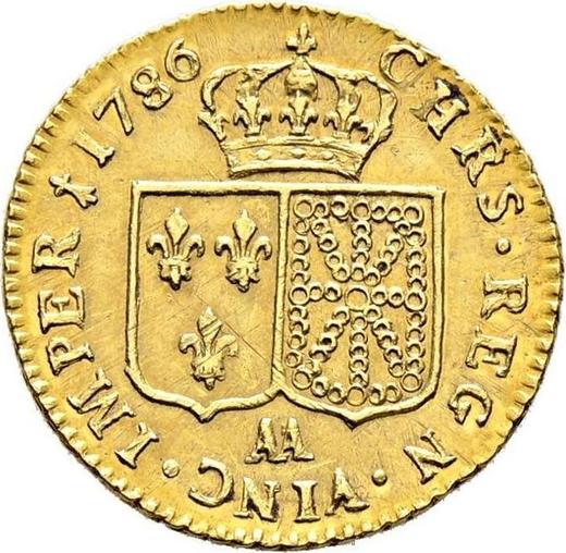Реверс монеты - Луидор 1786 года AA Мец - цена золотой монеты - Франция, Людовик XVI