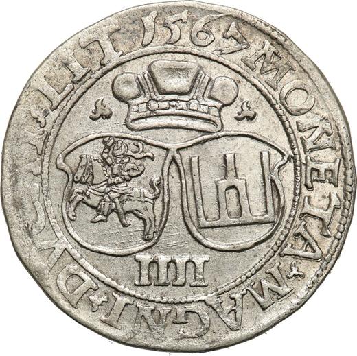Reverso 4 groszy (Czworak) 1567 "Lituania" - valor de la moneda de plata - Polonia, Segismundo II Augusto