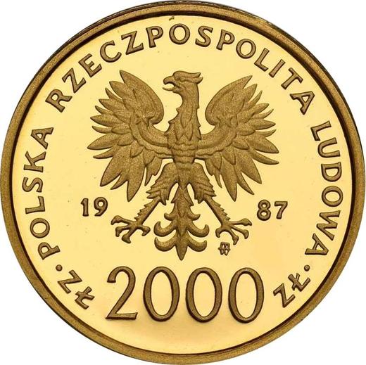 Аверс монеты - 2000 злотых 1987 года MW SW "Иоанн Павел II" Золото - цена золотой монеты - Польша, Народная Республика