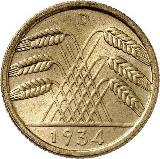 Reverse 10 Reichspfennig 1934 D -  Coin Value - Germany, Weimar Republic