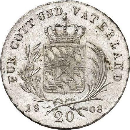 Реверс монеты - 20 крейцеров 1808 года - цена серебряной монеты - Бавария, Максимилиан I