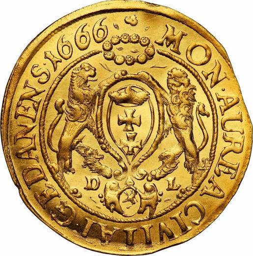 Reverso Ducado 1666 DL "Gdańsk" - valor de la moneda de oro - Polonia, Juan II Casimiro