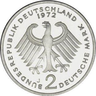 Reverso 2 marcos 1972 J "Konrad Adenauer" - valor de la moneda  - Alemania, RFA