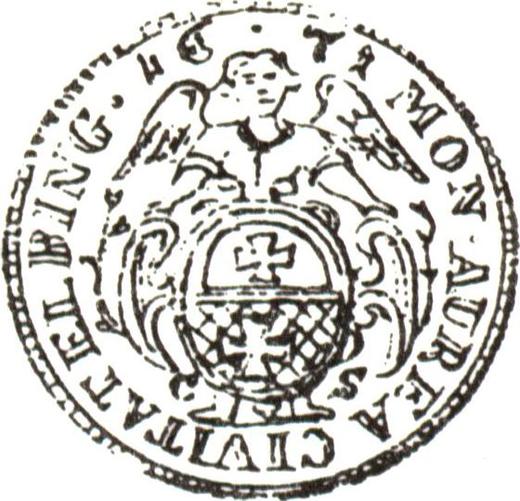 Reverso Ducado 1671 CS "Elbląg" - valor de la moneda de oro - Polonia, Miguel Korybut