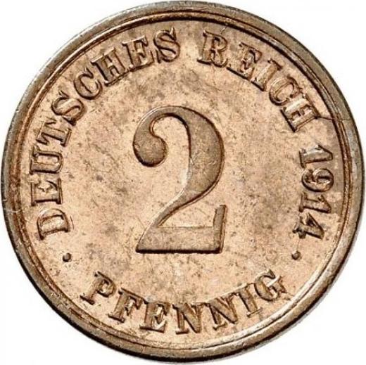 Аверс монеты - 2 пфеннига 1914 года F "Тип 1904-1916" - цена  монеты - Германия, Германская Империя