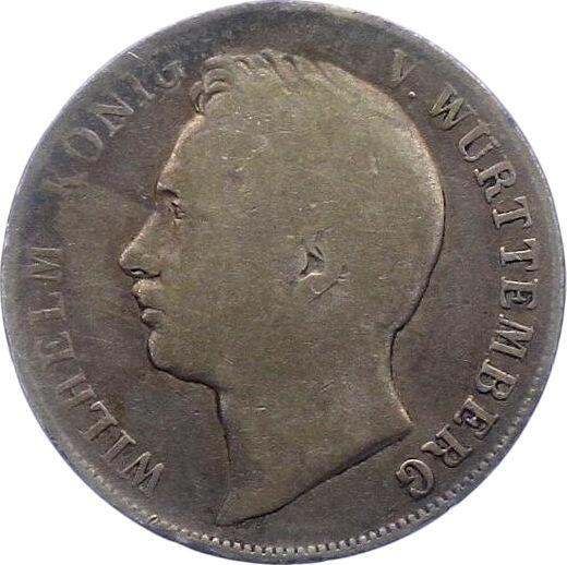 Аверс монеты - 1 гульден 1840 года - цена серебряной монеты - Вюртемберг, Вильгельм I