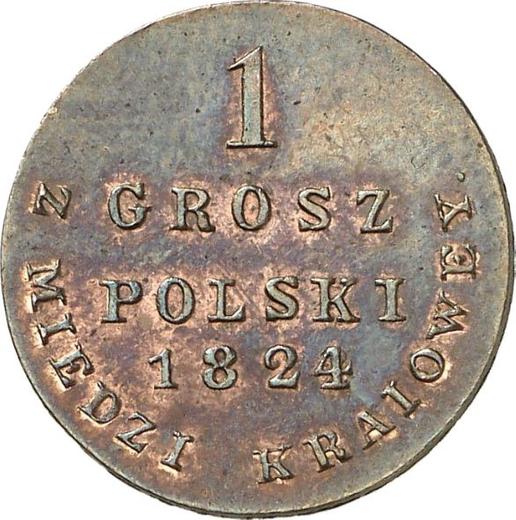 Reverso 1 grosz 1824 IB "Z MIEDZI KRAIOWEY" Reacuñación - valor de la moneda  - Polonia, Zarato de Polonia