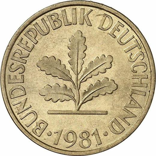 Rewers monety - 10 fenigów 1981 G - cena  monety - Niemcy, RFN