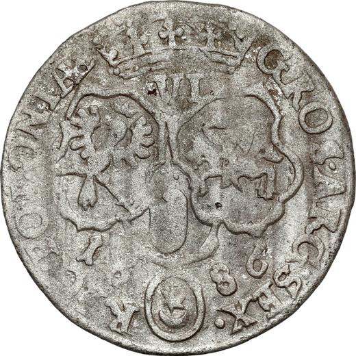 Реверс монеты - Шестак (6 грошей) 1686 года TLB Антикварная подделка - цена серебряной монеты - Польша, Ян III Собеский