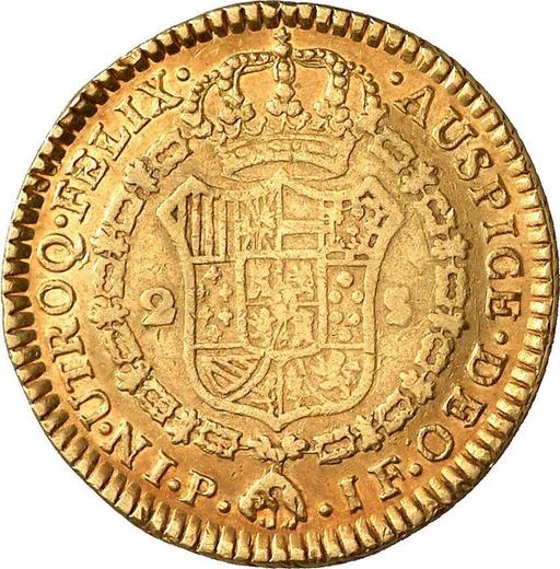 Reverso 2 escudos 1798 P JF - valor de la moneda de oro - Colombia, Carlos IV