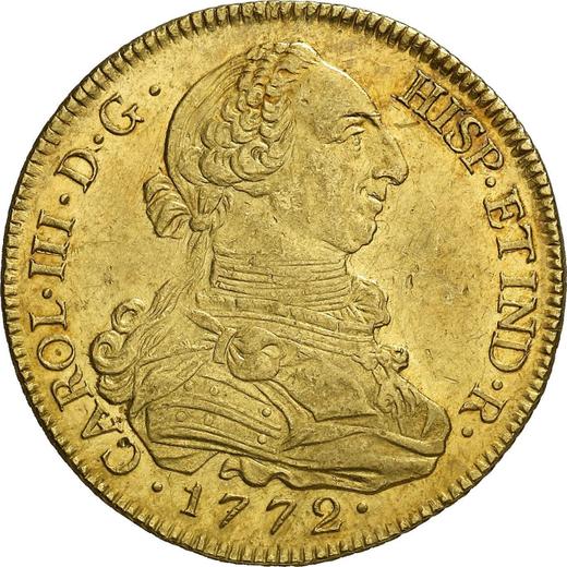 Аверс монеты - 8 эскудо 1772 года So DA "Тип 1772-1789" - цена золотой монеты - Чили, Карл III