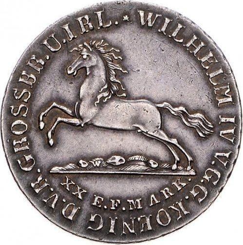 Аверс монеты - 16 грошей 1834 года A W - цена серебряной монеты - Ганновер, Вильгельм IV