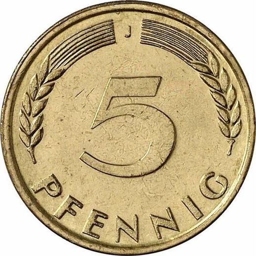 Аверс монеты - 5 пфеннигов 1950 года J - цена  монеты - Германия, ФРГ