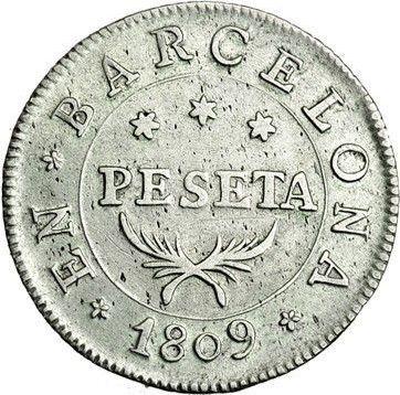 Rewers monety - 1 peseta 1809 - cena srebrnej monety - Hiszpania, Józef Bonaparte