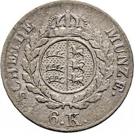 Реверс монеты - 6 крейцеров 1823 года - цена серебряной монеты - Вюртемберг, Вильгельм I